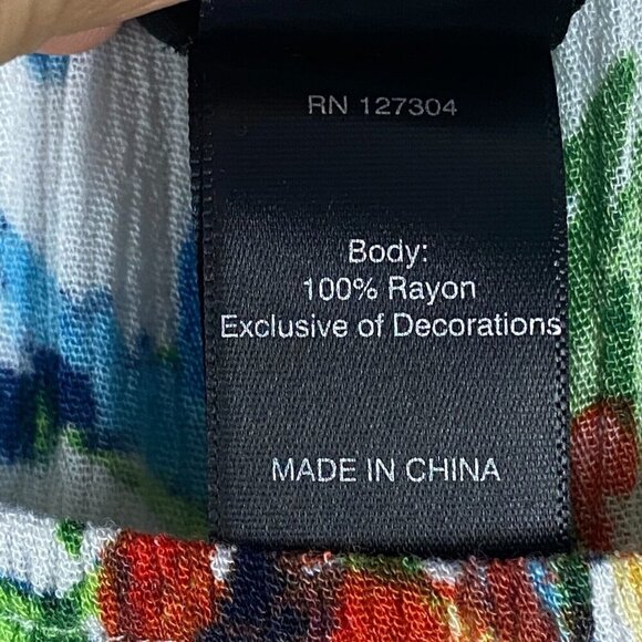 Ali Miles Peasant Top Womens Large Floral Tasseled Hem Boho Bell Sleeve - Picture 5 of 11